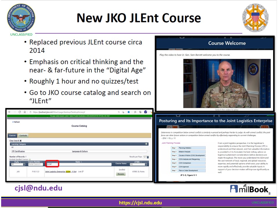 New Joint Logistics Enterprise (JLEnt) Course on JKO!